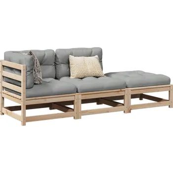 3dílná zahradní sedací souprava s poduškami masivní borovice Hnědá 3295831