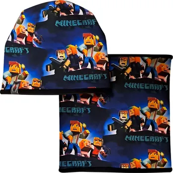Pokrývka hlavy ČEPICE DĚTSKÁ MINECRAFT S NÁKRČNÍKEM dvouvrstvá 6 Barva: navy blue