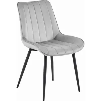 Jídelní židle Světle šedá sametová židle SOSA s černými nohami