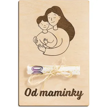 Dárková krabička Dřevěná dárková karta na peníze - Od maminky pro syna