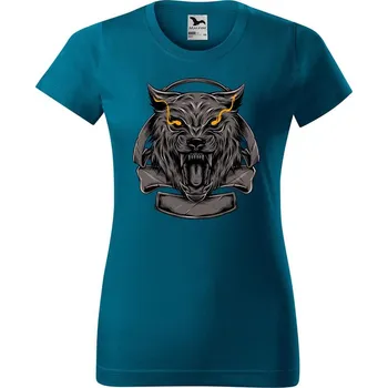 Dámské tričko DOBRÝ TRIKO Dámské tričko s potiskem Vlčí hlava Barva: Petrolejová, Velikost: L