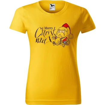 Dámské tričko DOBRÝ TRIKO Dámské tričko s potiskem Merry Christmas Barva: Žlutá, Velikost: XS