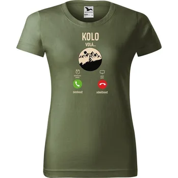 Dámské tričko DOBRÝ TRIKO Dámské tričko s potiskem Kolo volá Barva: Khaki, Velikost: L