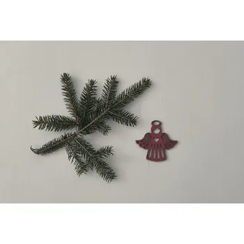 Samolepící dekorace Lepy.cz Dřevěná ozdoba na Vánoční strom Anděl Velikost (šířka x výška): 7x7cm, Barevná varianta: Světle červená