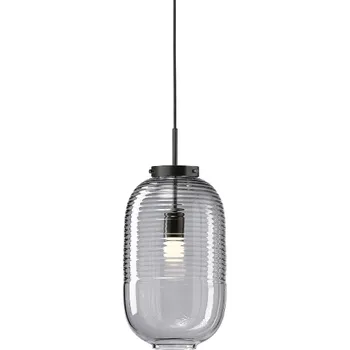 Luxusní závěsné svítidlo Bomma Lantern bez baldachýnu Povrch Montury: Černá, Barva skla: Kouřová