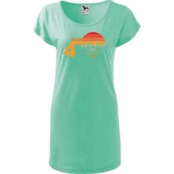 Dámské šaty DOBRÝ TRIKO Dámské tričko/šaty s potiskem 40 let myslivost Velikost: S, Barva: Mátová