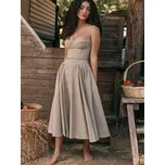 Áčkové midi šaty na společnost Barva: Khaki, Velikost: XS