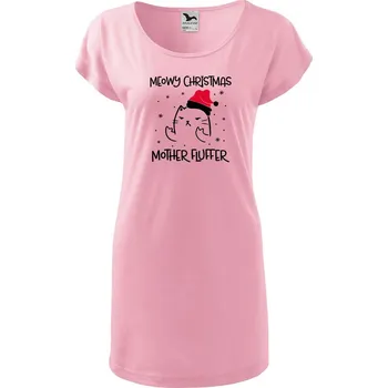 Dámské tričko DOBRÝ TRIKO Dámské tričko/šaty Vánoční kočka Velikost: XL, Barva: Růžová