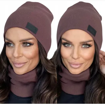 Čepice Fashionweek Dámský set dámská čepice a šála S2651 Barva: Mocca, Velikost: Universal