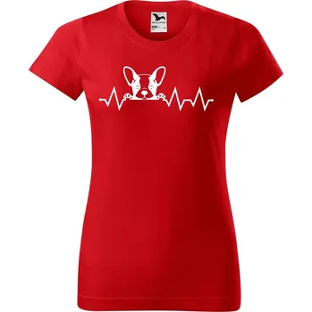 Dámské tričko DOBRÝ TRIKO Dámské tričko s potiskem Tep buldoček Barva: Červená, Velikost: L