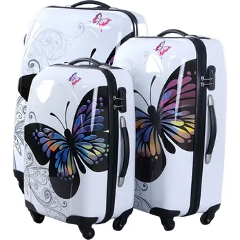 Cestovní kufry sada 3 ks ABS 40 l 70 l 100 l PC potisk motýl zlatá