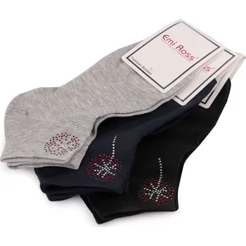 Dámské ponožky Dámské bavlněné ponožky kotníkové s kamínky Emi Ross, barva 69 (vel. 35-38) mix