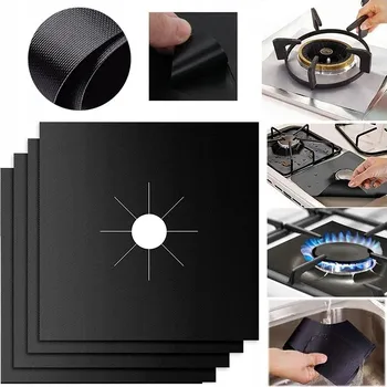 Home decoration Sada 4ks podložek pod hořáky plynových sporáků / Černá