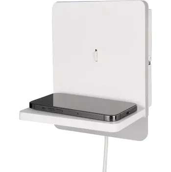 Nástěnné svítidlo Trio Leuchten 248670131 FAIRFIELD - Nástěné LED svítidlo za zeď k posteli bezdrátovým nabíjením mobilu, USB-A + USB-C, LED 9W, 3000K (Nástěnné stmívatelné svítidlo k posteli v bílé barvě s kabelem do zásuvky a vypínačem na svítidle)