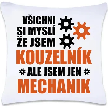 Dekorativní polštářek DOBRÝ TRIKO Polštář s potiskem 40 x 40 cm Kouzelník mechanik Oboustranný tisk: NE
