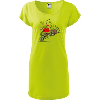 Dámské oblečení DOBRÝ TRIKO Dámské tričko/šaty Santa na motorce Velikost: L, Barva: Limetková