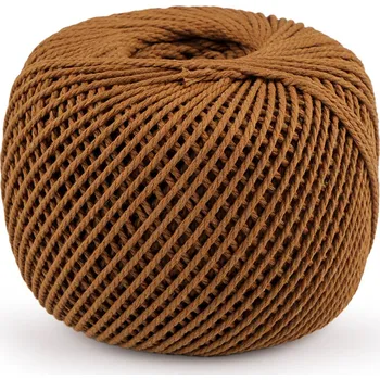 Bavlněná příze macrame Ø2 mm rozčesávací, barva 14 hnědá světlá