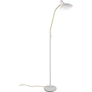 Stojací lampa Trio Leuchten 463400176 TRAVELLER - Stojací šedá lampa s husím krkem a vypínačem, 1 x E27, 145cm (Moderní stojací lampa s vypínačem v teple šedé barvě)