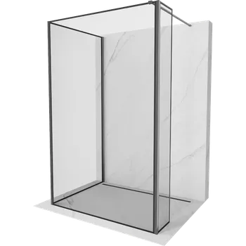 Mexen Kioto sprchová stěna Walk-in 100 x 80 x 30 cm, černý rám, kartáčovaná šedá - 800-100-080-221-66-70-030 Sprchové stěny