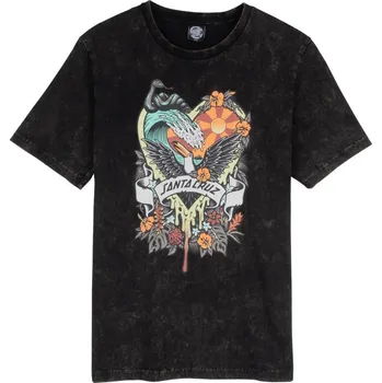 SANTA CRUZ triko - Floral Paradise T-Shirt Black Acid Wash (BLACK ACID WASH)