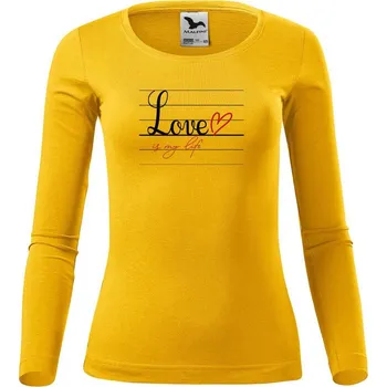 Dámské tričko DOBRÝ TRIKO Dámské triko s potiskem Love is my life Velikost: S, Barva: Žlutá