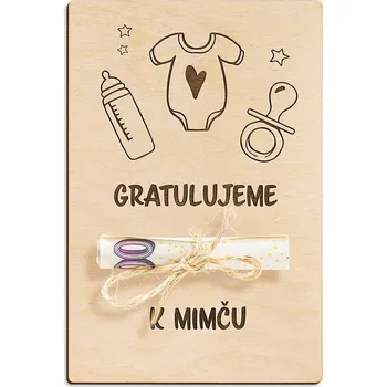 Dárková krabička Dřevěná dárková karta na peníze - Gratulujeme k mimču