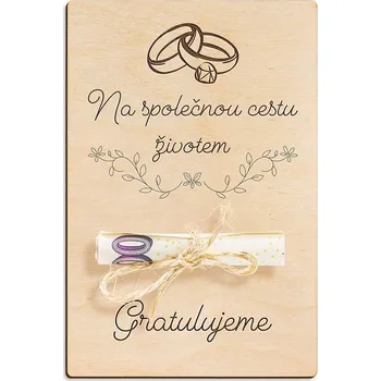 Dárková krabička Dřevěná dárková karta na peníze - Na společnou cestu životem