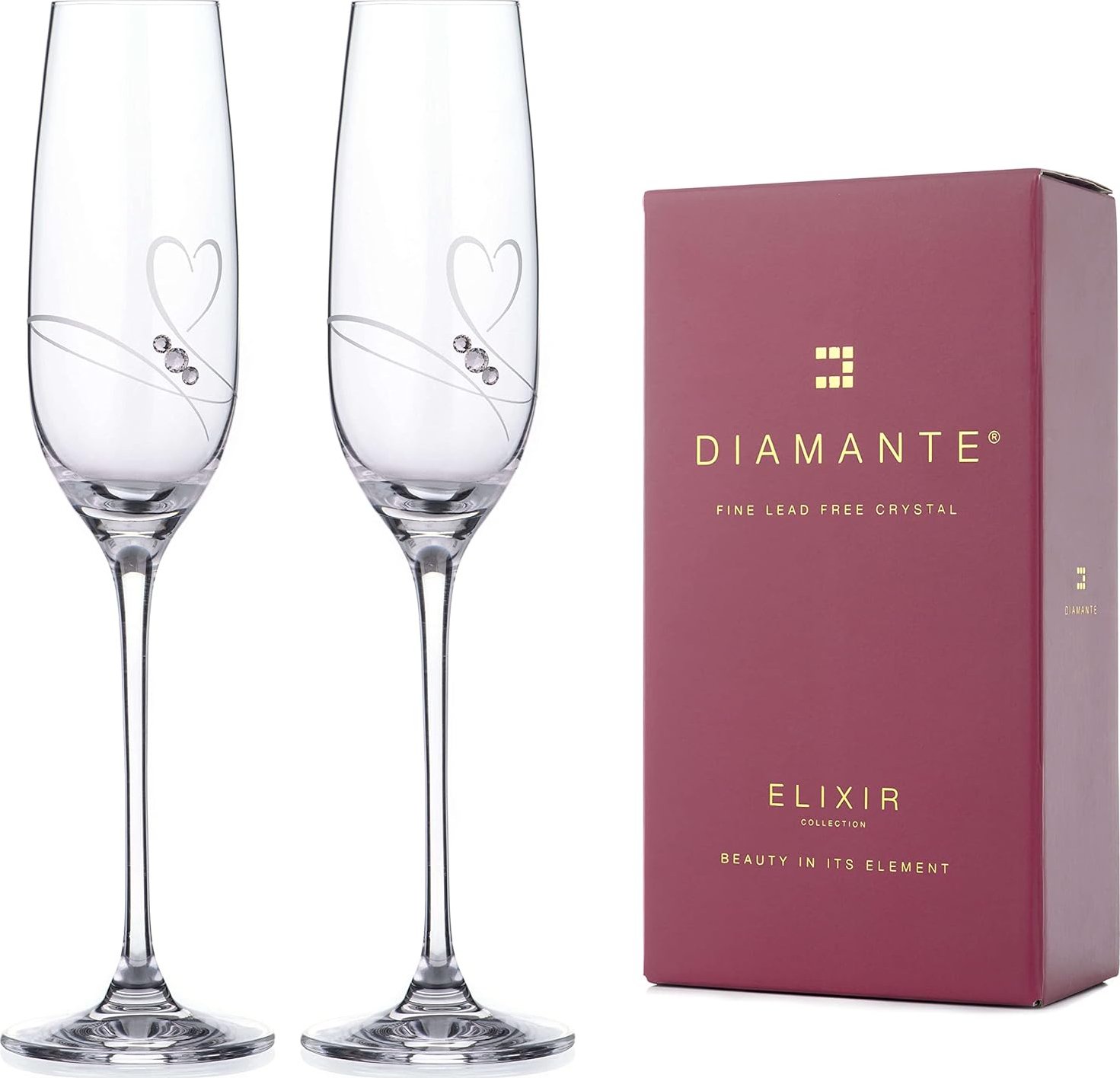 Diamante sklenice na šampaňské Romance s kamínky Swarovski 200ml 2KS