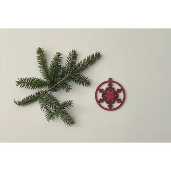 Samolepící dekorace Lepy.cz Dřevěná ozdoba na Vánoční strom Koule - vločka Velikost (šířka x výška): 7x7cm, Barevná varianta: Světle zelená