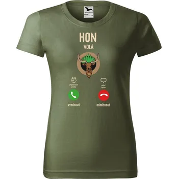 Dámské tričko DOBRÝ TRIKO Dámské tričko s potiskem Hon volá Barva: Khaki, Velikost: L