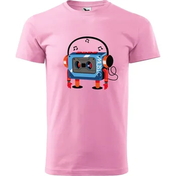 Pánské tričko DOBRÝ TRIKO Pánské tričko s potiskem Walkman Velikost: XS, Barva: Růžová