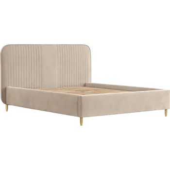 Postel Maison de Rêve Béžová sametová dvoulůžková postel LIVY 160 x 200 cm s úložným prostorem