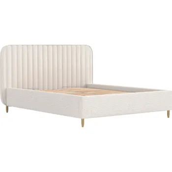 Postel Maison de Rêve Světle béžová čalouněná dvoulůžková postel NOTO 180 x 200 cm s úložným prostorem