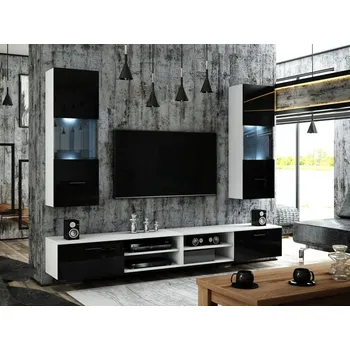 Obývací stěna Obývací stěna LANA bílá/černý lesk DOPRODEJ*