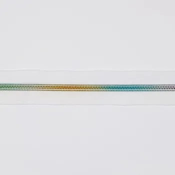 Zip Zip metrážový spirálový, šíře 5 mm bílý s duhovými zoubky