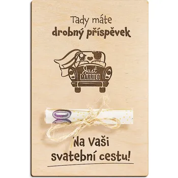 Dárková krabička Dřevěná dárková karta na peníze - Na svatební cestu