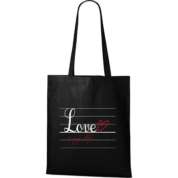 Nákupní taška DOBRÝ TRIKO Bavlněná taška s potiskem Love is my life Barva: Černá