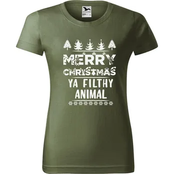 Dámské tričko DOBRÝ TRIKO Dámské tričko s potiskem Merry animal Barva: Khaki, Velikost: XS