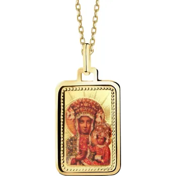 Přívěsek Zlatý přívěsek se smaltem - Matka Boží z Čenstochové - AP539-9025