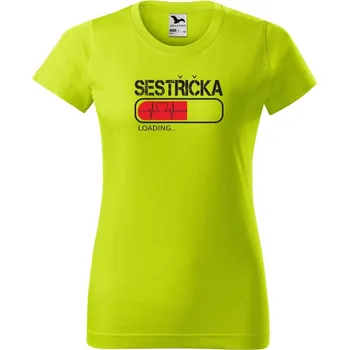 Dámské oblečení DOBRÝ TRIKO Dámské tričko s potiskem Sestřička loading Barva: Limetková, Velikost: 2XL