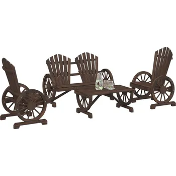 4dílná zahradní sedací souprava masivní jedlové dřevo Hnědá 3207126