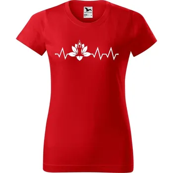 Dámské tričko DOBRÝ TRIKO Dámské tričko s potiskem Tep jóga Barva: Červená, Velikost: XS