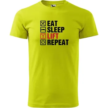 Pánská móda DOBRÝ TRIKO Pánské tričko s potiskem Eat sleep lift Velikost: 2XL, Barva: Limetková