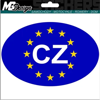 Samolepicí dekorace na vozidlo SAMOLEPKA Grafika na auto CZ ČESKO v elipse EU Znak 8,5 x 5,5