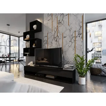 Obývací stěna MOB Berny 34 (černá + černý lesk)