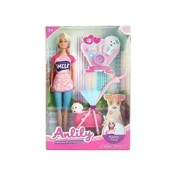 Panenka Lalka z pieskiem w wózku z akcesoriami dla psa