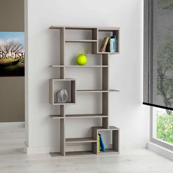 Komoda SLAVE, regál, knihovna, světlá moka