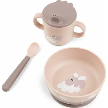 dětská jídelní sada DONE BY DEER první jídelní set Foodie Happy Clouds růžová