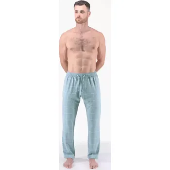 Pánské oblečení GINA pánské kalhoty dlouhé pyžamové pánské, šité, klasické, s potiskem Pyžama 2024 79183P měsíc sv. šedá XXL