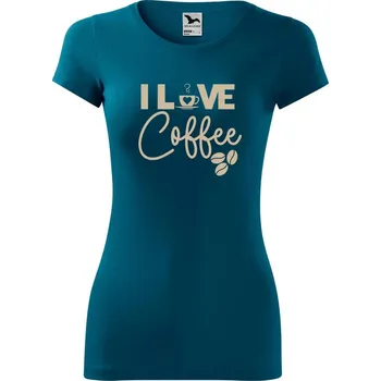 Dámské oblečení DOBRÝ TRIKO Dámské tričko I love coffee Velikost: 2XL, Barva: Petrolejová